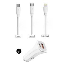 Автомобільний зарядний пристрій WUW T54 USB + TYPE-C 2.4A + кабель USB Type-C (20)