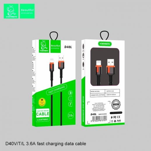Кабель USB Denmen D40T USB - Type-C 3.6A ТКАНИНОВА ОПЛЕТКА
