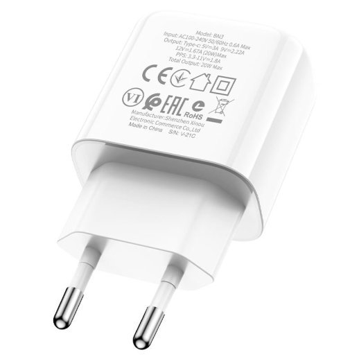 Мережевий зарядний пристрій BOROFONE BN3 Premium PD20W USB-C