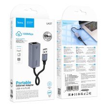 Перехідник HOCO UA37 USB - RJ45 GIGABIT, сірий