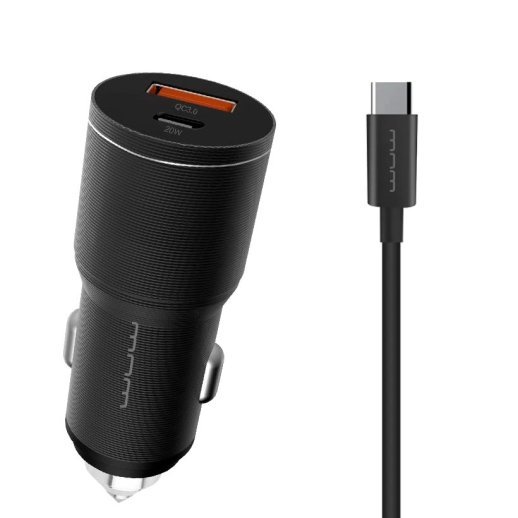 Автомобільний зарядний пристрій WUW T76 1 USB + 1 TYPE-C 38W + кабель TYPE-C - TYPE-C