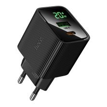 Мережевий зарядний пристрій HOCO CS83A Excellent PD 20W + QC3.0 з цифровим дисплеєм, чорний