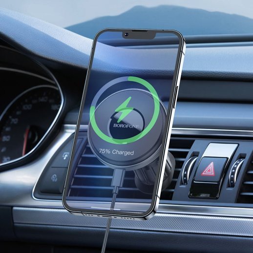 Автомобільний тримач BOROFONE BH202 magnetic 15W бездротова швидка зарядка - повітряна решітка