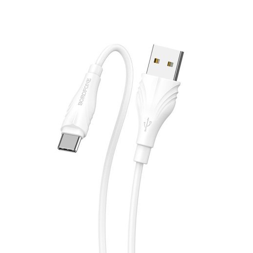 USB кабель BOROFONE BX18 charging data 3А USB - Type-C 2 метри, бiлий