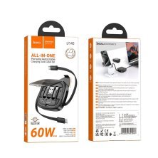 USB-C кабель HOCO U140 3в1 Type-C to Type-C с переходниками с Type-C на MicroUSB, Lightning, USB, 60W, 0.95 метра, чёрный