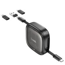 USB-C кабель HOCO U140 3в1 Type-C to Type-C с переходниками с Type-C на MicroUSB, Lightning, USB, 60W, 0.95 метра, чёрный