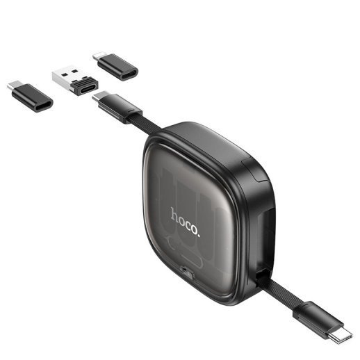 USB-C кабель HOCO U140 3в1 Type-C to Type-C с переходниками с Type-C на MicroUSB, Lightning, USB, 60W, 0.95 метра, чёрный