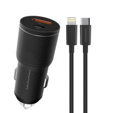 Автомобільний зарядний пристрій WUW T76 1 USB + 1 TYPE-C 38W + кабель TYPE-C - Lightning