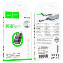 OTG-адаптер HOCO UA36B Type-C (папа) -> USB (мама), ЧЕРНЫЙ