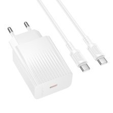 Мережевий зарядний пристрій BOROFONE BAS73A PD 20W USB-C + кабель TYPE-C - TYPE-C, білий