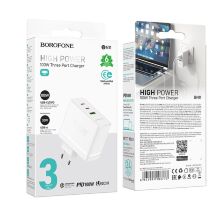 Мережевий зарядний пристрій BOROFONE BN11 100W PD + QC3.0 USB-C 2 шт. USB-A 1 шт.