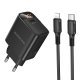 Мережевий зарядний пристрій BOROFONE BA97A TYPE-C PD 30W + кабель TYPE-C - LIGHTNING, чорний