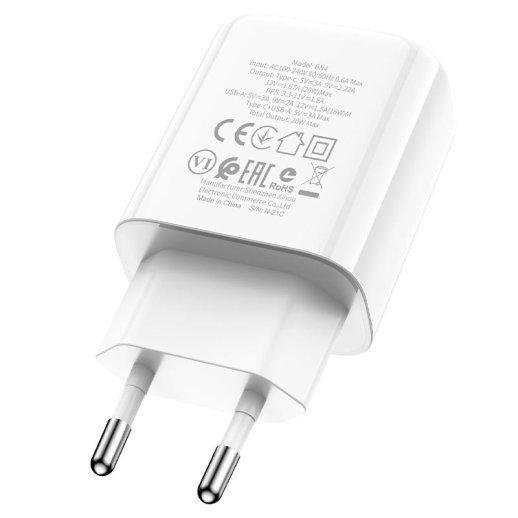 Мережевий зарядний пристрій BOROFONE BN4 Potential PD20W+QC3.0 charger(EU)