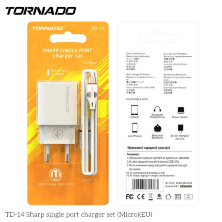 Сетевое Зарядное Устройство 2in1 TORNADO TD-14 (1USB 2.1A) Micro White