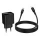 Мережевий зарядний пристрій HOCO CS83A Excellent PD20W + QC3.0 з цифровим дисплеєм + кабель TYPE-C - LIGHTNING, чорний