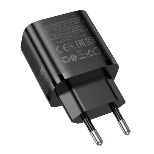 Мережевий зарядний пристрій BOROFONE BA84A TYPE-C PD 30W, чорний
