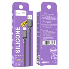 USB кабель HOCO X101 USB - Lightning silicone 1м чорний