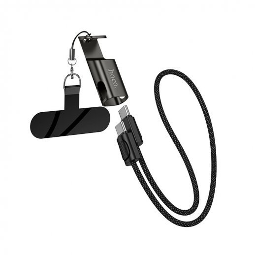 USB-C кабель HOCO X126 Experto PD60W lanyard Type-C - Type-C, 0.35m, чёрный