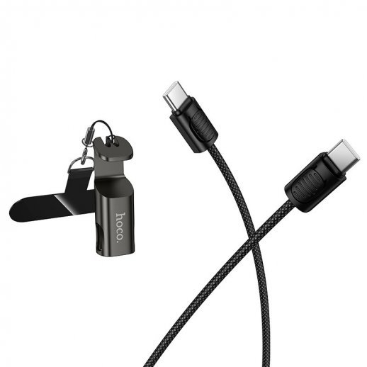 USB-C кабель HOCO X126 Experto PD60W lanyard Type-C - Type-C, 0.35m, чёрный