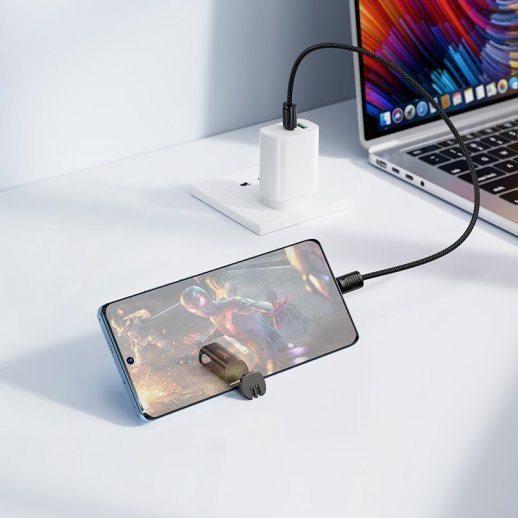 USB-C кабель HOCO X126 Experto PD60W lanyard Type-C - Type-C, 0.35m, чёрный