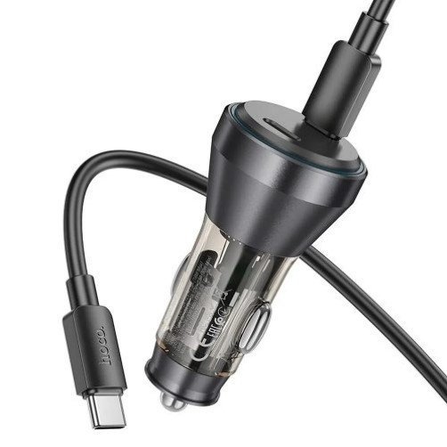 Автомобільний зарядний пристрій HOCO NZ12C 2 Type-C PD 60W + кабель TYPE-C - TYPE-C, ЧОРНИЙ