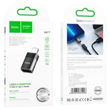 Адаптер HOCO UA17 OTG Lightning (папа) - Type-C (мама), чорний
