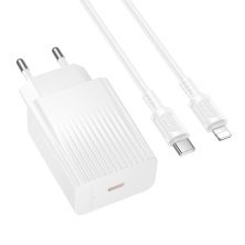 Мережевий зарядний пристрій BOROFONE BAS73A PD 20W USB-C + кабель TYPE-C - LIGHTNING, білий