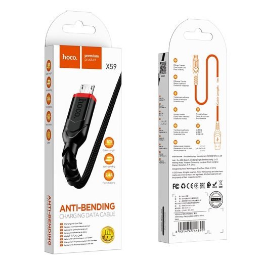 USB кабель HOCO X59 USB - micro USB 1 метр, чорний