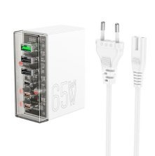 Мережевий зарядний пристрій HOCO N36 PD 65W 3 TYPE-C + 3 USB QC 3.0, БІЛИЙ