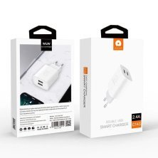 Мережевий зарядний пристрій WUW C143 2 USB 2.4A БІЛИЙ
