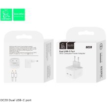 Мережевий зарядний пристрій DENMEN DC20 35W 2 TYPE-C