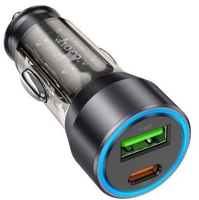 Автомобільний зарядний пристрій HOCO NZ12A 43W TYPE-C PD 25W + USB QC 3.0 18W, ЧОРНИЙ