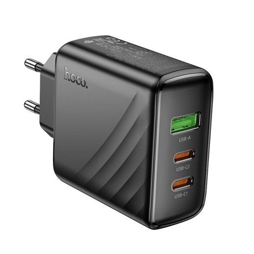 Мережевий зарядний пристрій HOCO CS26A 2*TYPE-C PD 45W + USB QC 3.0,чорний