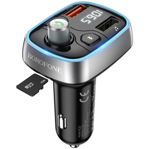 FM Модулятор BOROFONE BC32 з підтримкою швидкого заряджання QC3.0  Bluetooth / гучномовець