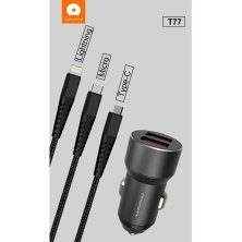 Автомобільний зарядний пристрій WUW T77 2 USB 2.4A + кабель Micro-USB