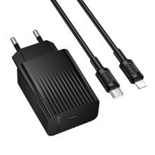 Мережевий зарядний пристрій BOROFONE BAS73A PD 20W USB-C + кабель TYPE-C - LIGHTNING, чорний
