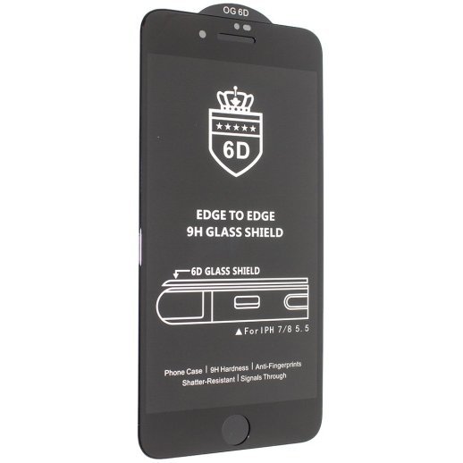 Захисне скло 6D для APPLE IPHONE 7 PLUS | 8 PLUS ЧОРНИЙ Б/УП.