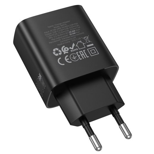 Мережевий зарядний пристрій BOROFONE BA97A TYPE-C PD 30W, чорний