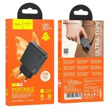 Мережевий зарядний пристрій HOCO N37 TYPE-C PD 20W, ЧОРНИЙ
