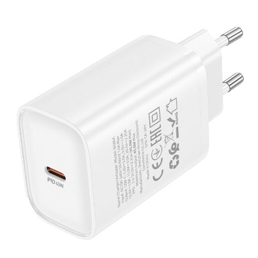 Мережевий зарядний пристрій BOROFONE BA86A TYPE-C PD 45W, білий