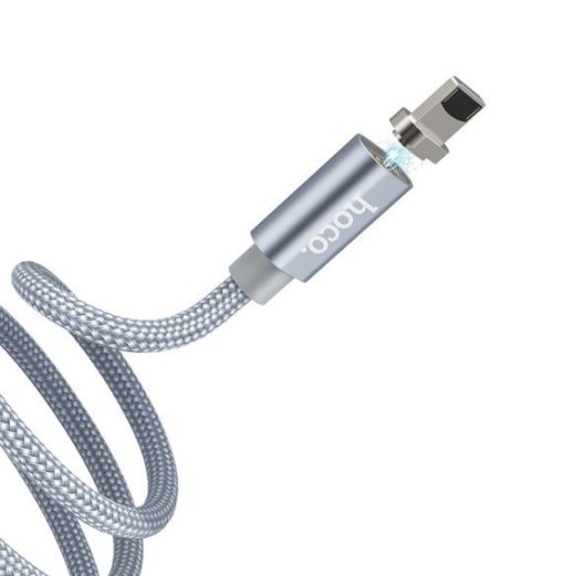 USB кабель HOCO U40A магнiтний USB - Lightning 1M, сірий