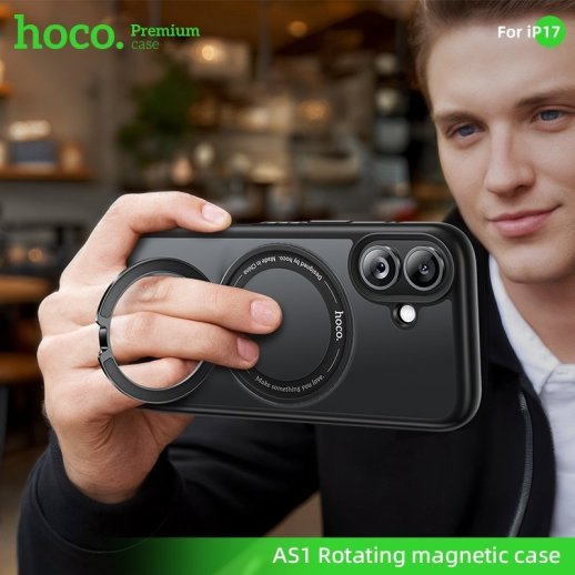 Магнітний захисний чохол HOCO AS1 з кільцем, що обертається, для APPLE iPhone 17