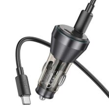 Автомобільний зарядний пристрій HOCO NZ12C 2 Type-C PD 60W + кабель TYPE-C - TYPE-C, ЧОРНИЙ