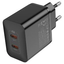 Мережевий зарядний пристрій HOCO N35 PD 45W 2 TYPE-C, ЧОРНИЙ