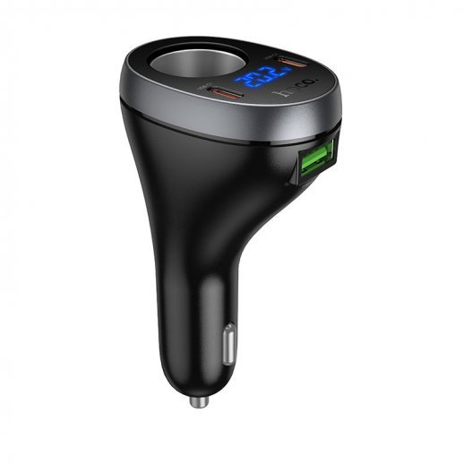 Автомобильное зарядное устройство HOCO Z61A 60W 2×Type-C PD + USB-A QC3.0, чёрное