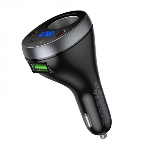Автомобильное зарядное устройство HOCO Z61A 60W 2×Type-C PD + USB-A QC3.0, чёрное