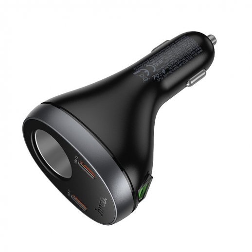 Автомобильное зарядное устройство HOCO Z61A 60W 2×Type-C PD + USB-A QC3.0, чёрное
