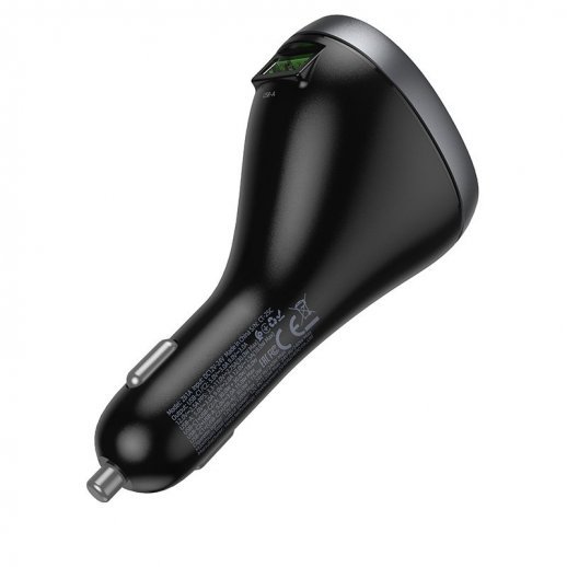 Автомобильное зарядное устройство HOCO Z61A 60W 2×Type-C PD + USB-A QC3.0, чёрное