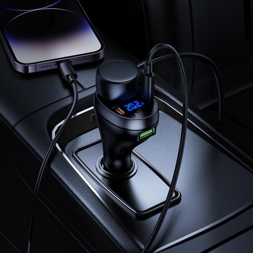 Автомобильное зарядное устройство HOCO Z61A 60W 2×Type-C PD + USB-A QC3.0, чёрное