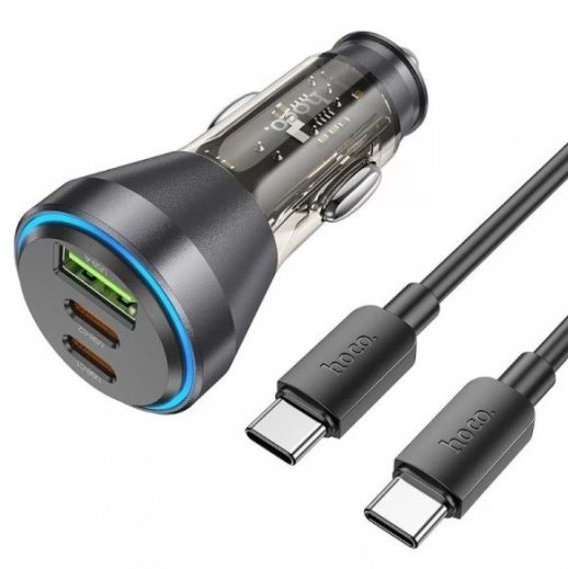 Автомобільний зарядний пристрій HOCO NZ12D 2 Type-C PD 60W + USB-A QC3.0 + кабель TYPE-C - TYPE-C